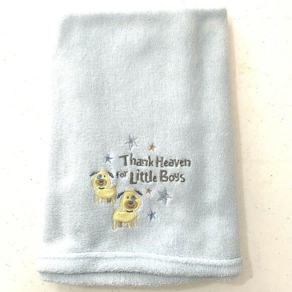 Little Beginnings Boys Super Soft Blue Blanket with Puppies - Picture 2 of 9